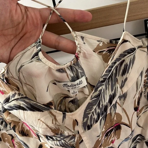 MADEWELL | GUC Strappy Flowy Fall Colored Botanical Tank Top L - Picture 3 of 7